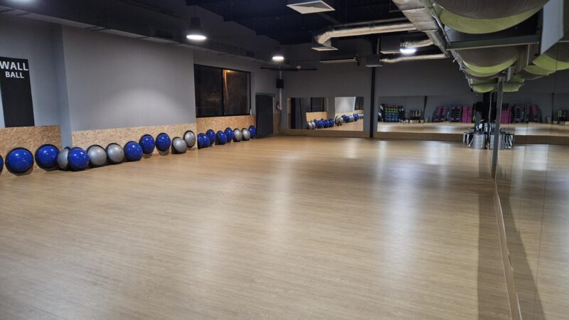 Sala fitness z piłkami do ćwiczeń – Well Fitness Łódź Teofilów